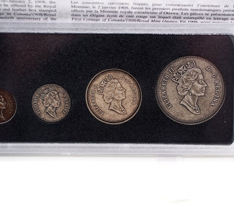 1998 90th Anniversary Royal Canadian Mint Antique Finish Set w/ Holder & COA