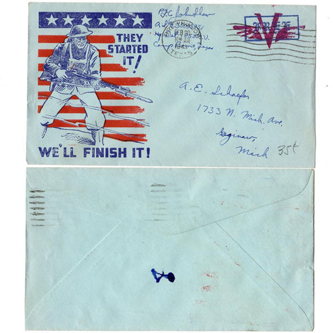 1943 "They Started It ! We'll Finish It" Patriotic Cover - Free Mail