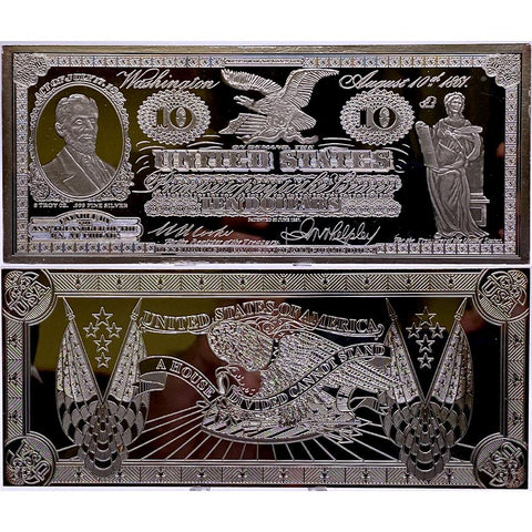 Washington Mint 8 oz .999 Silver Bar Modeled on 1861 $10 Demand Note - Gem in Box