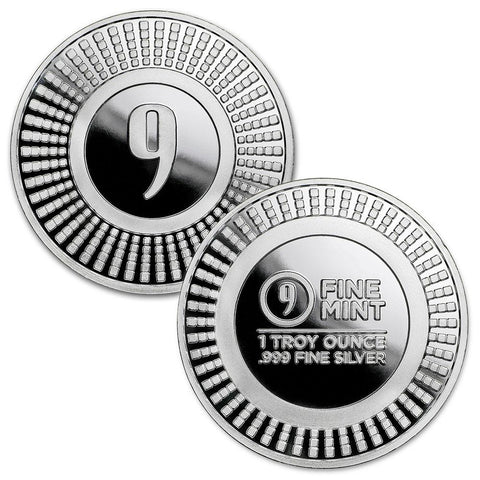 9 Fine Mint Radial Design One Ounce .999 Silver Rounds
