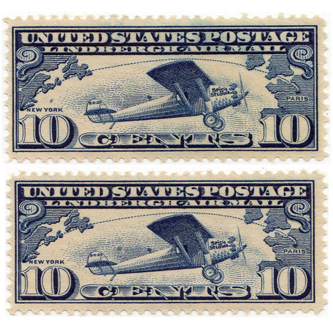 Pair of U.S. 10 Cent Airmail Stamps #C10 - Lightly Hinged
