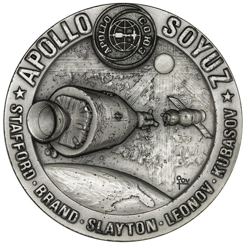 Medallic Art Co Apollo-Soyuz Test Program 2.5" 5.45 toz .999 Silver Medal