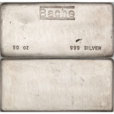 Rare Bache 50 oz .999 Silver Bar