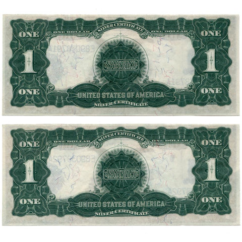 Pair of Consecutive 1899 Black Eagle $1 Silver Certificates Fr. 235 - Uncircualted