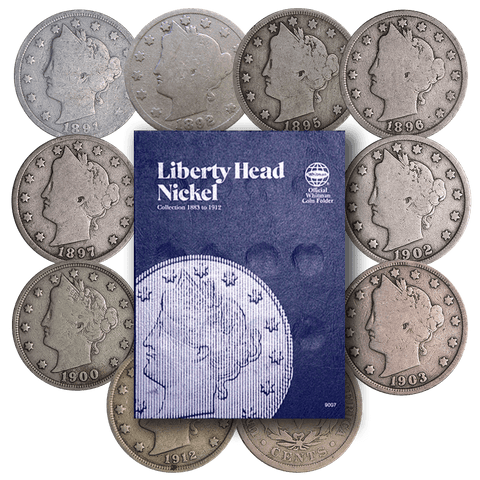 Budding Collectors Liberty Head Nickel Starter Set - 10 Different Dates Including Folder