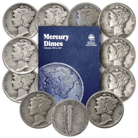 Budding Collectors Mercury Dime Starter Set - 15 Different Dates Including Folder