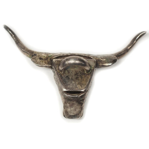 Sterling Silver Bull Steer w/ Horns Heavy Pendant/Bolo