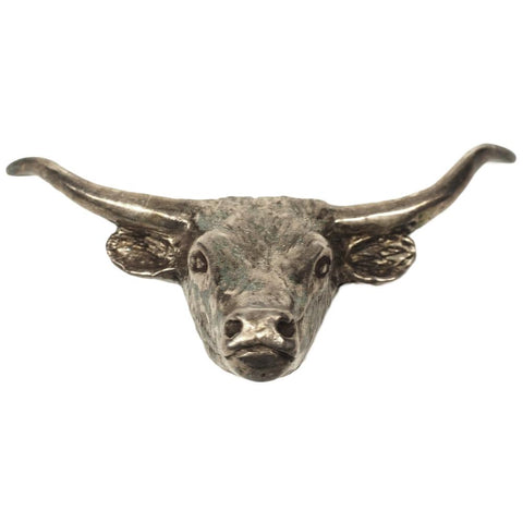 Sterling Silver Bull Steer w/ Horns Heavy Pendant/Bolo