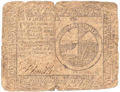Continental Currency February 17, 1776 $2 CC-24 - Good/Very Good