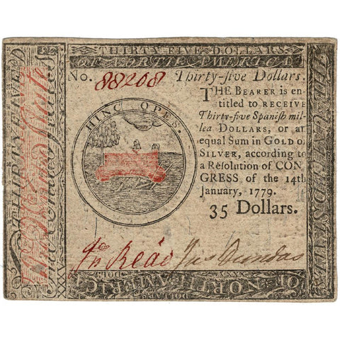 January 14, 1779 Continental Currency $35 CC-94 - Very Fine+