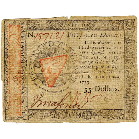 Continental Currency January 14, 1779 $55 CC-98 - Fine+