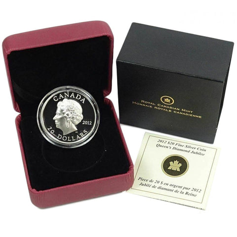 2012 $20 Queens Diamond Jubilee Silver Coin w/ Box & C.O.A.