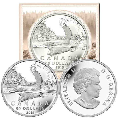 2015 $50 Canada Beaver Silver Dollar - Gem in Flip w/ C.O.A.