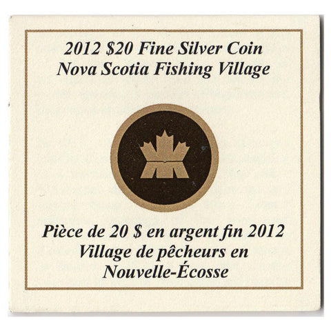 2012 $20 Canada "Nova Scotia Fishing Village" Silver Coin - Gem in Capsule w/ C.O.A.
