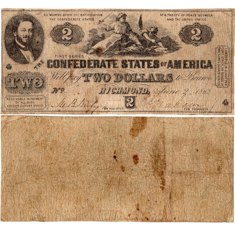 T-42 Jun. 2 1862 $2 Confederate States of America (C.S.A.) - Very Good
