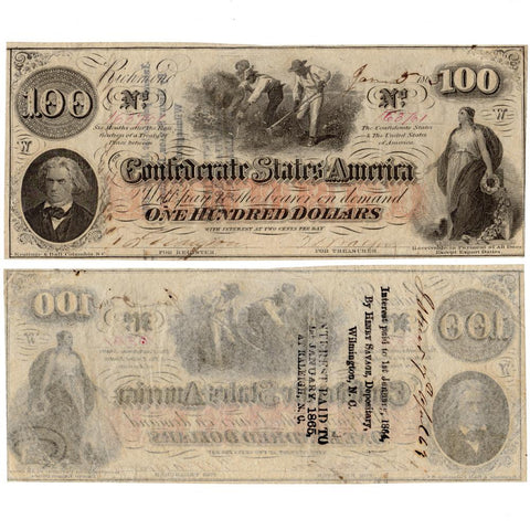 T-41 January 8th 1863 $100 Confederate States of America Note PF-25 - Extremely Fine