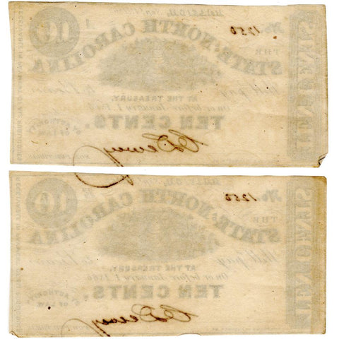 Matching Serials - 1863 State of North Carolina "Hornet's Nest" 10¢ Fractionals - XF/AU