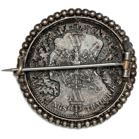1861 Coronation of Wilhelm & Augusta Prussian Cut-Out Thaler Custom Pin