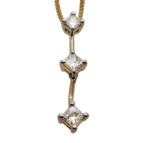 17" 14K Gold Past Present Future Diamond Journey Necklace
