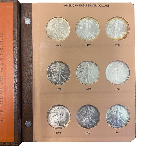1986 to 2021 36-Coin American Silver Eagle Set in Dansco Album
