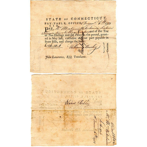 December 6th, 1781 Connecticut Pay-Table £16 10S Revolutionary War Promissory Note - Very Fine