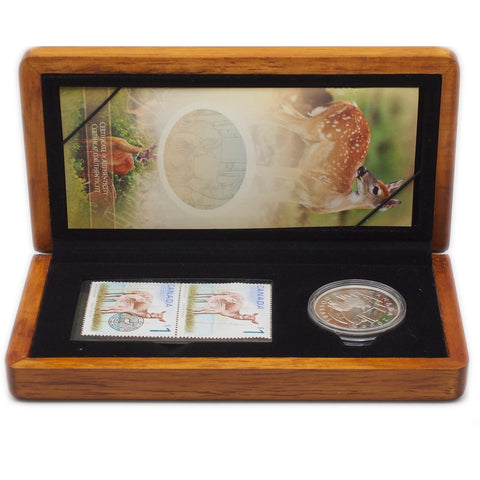 2005 White Tailed Deer and Fawn Canada Silver Coin and Stamp Set