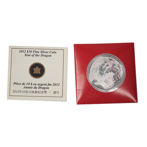 2012 $10 Silver "Year of the Dragon Coin w/ Envelope & C.O.A.