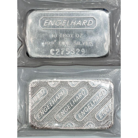 Engelhard 10 oz .999 Silver Struck Bar - Sealed in Plastic