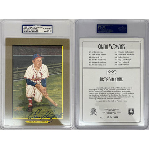 Enos Slaughter Signed Great Moments Perez-Steele Card - PSA/DNA