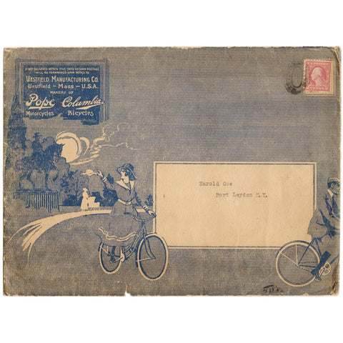 Late 1800's Pope Motorcycles/Columbia Bicycles Mailing Envelope