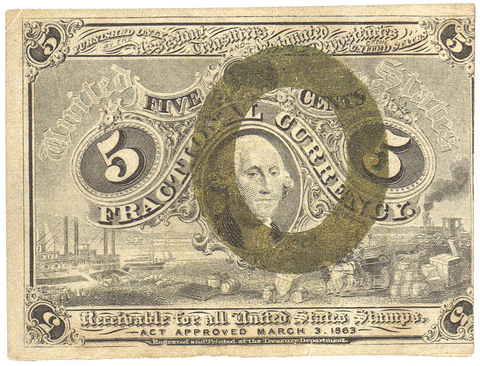 (1863-1867) 2nd Issue 5¢ Fractional Fr. 1232 ~ Very Fine