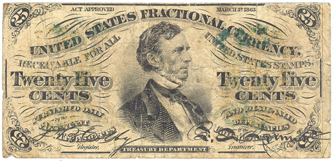 (1864-1869) 3rd Issue 25¢ Fractional Fr. 1295 (a on face) ~ Very Good/Fine