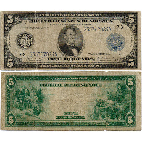 1914 $5 Federal Reserve Bank of Chicago Note Fr. 870 - Very Good