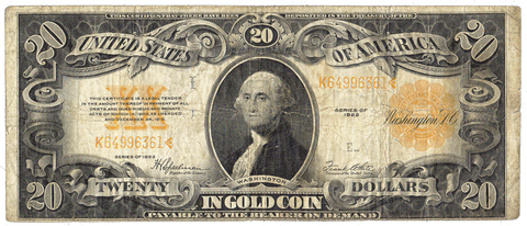 1922 $20 Gold Certificate Speelman/White (FR. 1187) ~ Fine