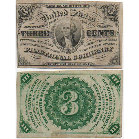 (1864-1869) 3rd Issue 3¢ Fractional Fr. 1226 (Light) ~ Very Fine