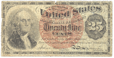 (1869-1875) 4th Issue 25¢ Fractional Fr. 1302 ~ Very Good