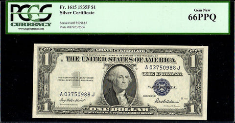 1935-F $1 Silver Certificate Fr. 1615 - PCGS Gem New 66 PPQ