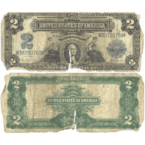 1899 $2 "Mini Porthole" Silver Certificate Fr. 255 - Fair