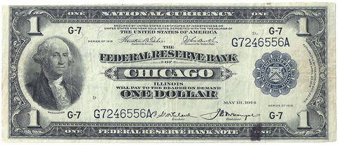 1918 $1 Chicago Federal Reserve Bank Note (FR. 727) - Very Fine