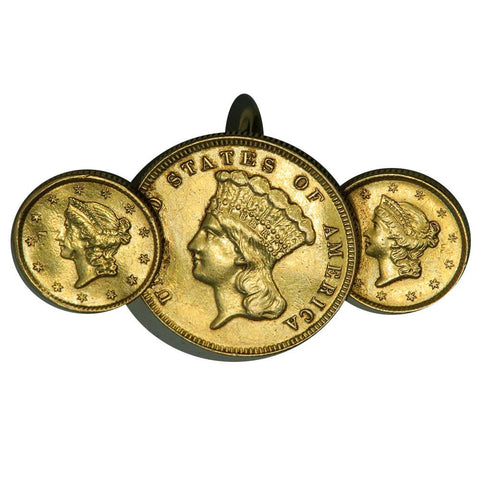 $5 Gold Pin/Pendant - 1874 $3 Princess & Two 1852 $1 Princesses