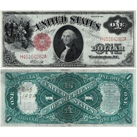 1917 "Sawhorse" $1 Legal Tender Note - Fr. 37 - About Uncirculated (Initials/Date)