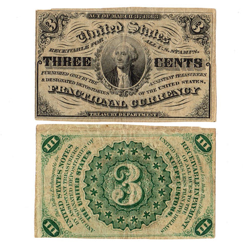 (1864-1869) 3rd Issue 3¢ Fractional Fr. 1226 (Light) ~ Very Fine
