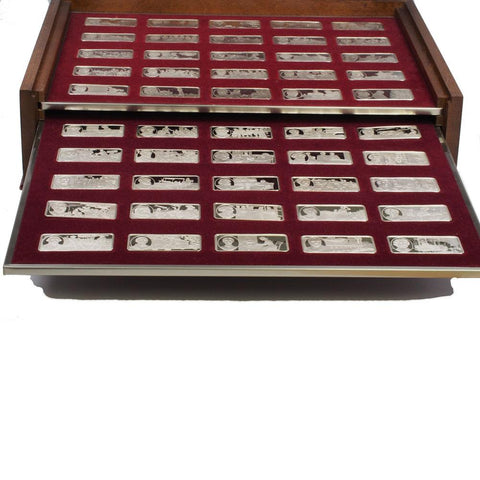 Franklin Mint "The 100 Greatest Americans" Silver Bullion Bar Set