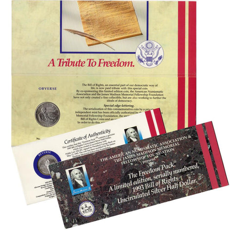 1993 "Freedom Pack" Bill of Rights Uncirculated Silver Half Dollar