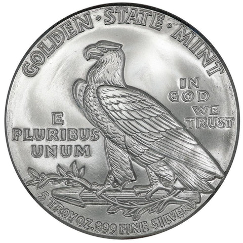5 oz Golden State Mint .999 Silver 1929 $5 Indian Round