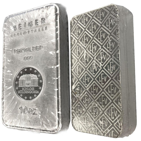 10 oz Geiger .999 Silver Security Line Bars - Lowest Price Available!