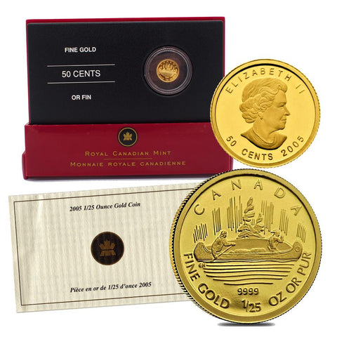 2005 1/25th oz Voyageur Proof Gold Coin w/ OGP & Certificate of Authenticity