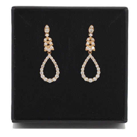 Lady's 18k Yellow Gold Diamond Earrings - Brand New