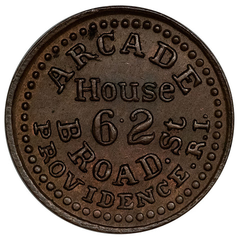 1864 Arcade House Civil War Store Card RI-700A-4A (R3) - About Uncirculated