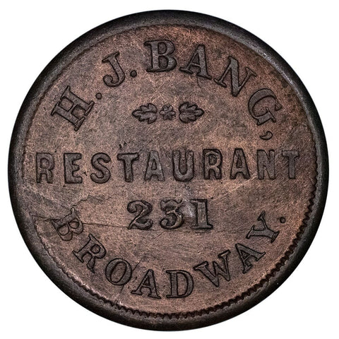 (1861-65) H.J. Bang Civil War Token Fuld NY-630D-1a - Extremely Fine